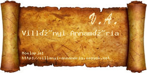 Villányi Annamária névjegykártya