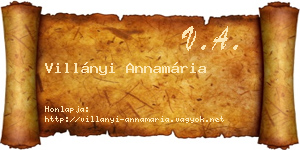 Villányi Annamária névjegykártya